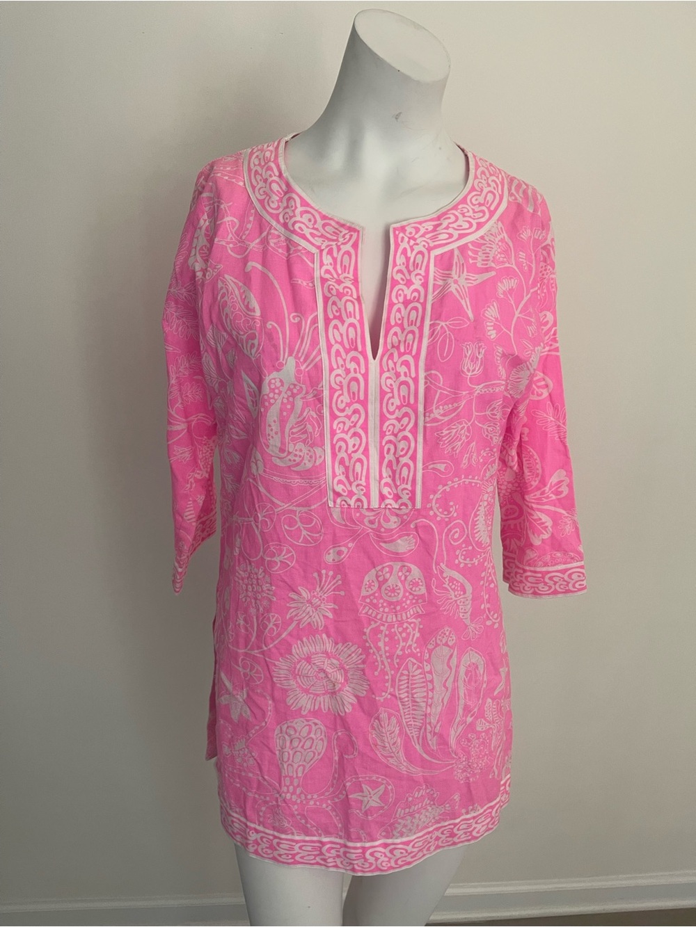 Gretchen scott Pink Embroidered Tunic Top size small